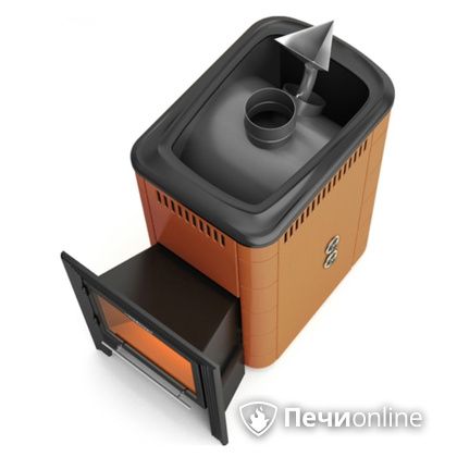 Дровяная банная печь TMF Ангара 2012 ВИТРА Inox терракота  с т/о в Архангельске